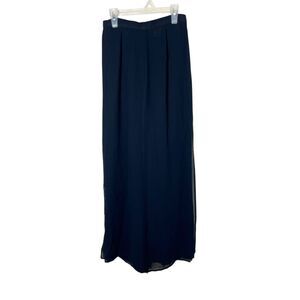 Vintage 80s 90s Cache Black Chiffon Overlay Wide Leg‎ High Waist Pants Size 2